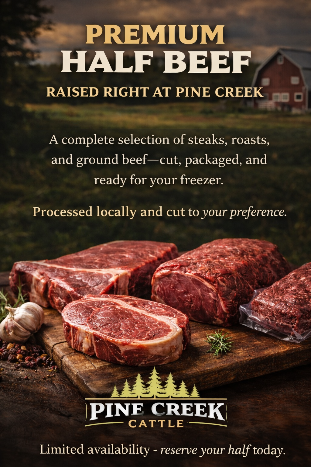 Premium Half Beef – Raised Right Here in Michigan’s U.P.”
